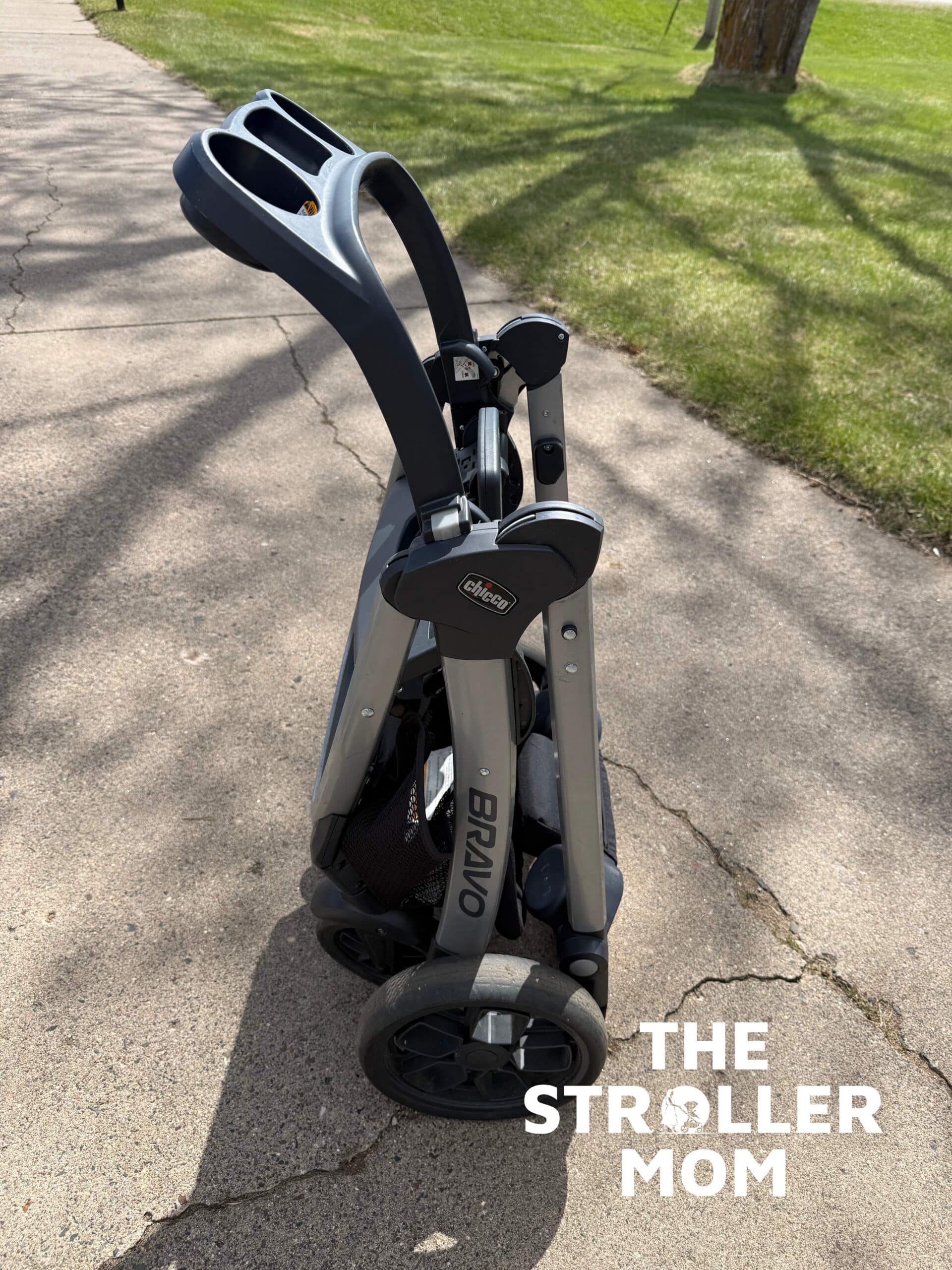 Chicco Bravo folded and standing upright